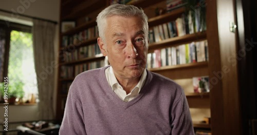 4k, Happy attractive senior man having a video chat