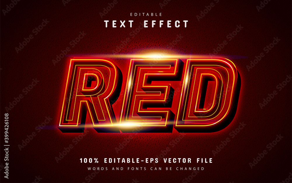 Red text effect neon style