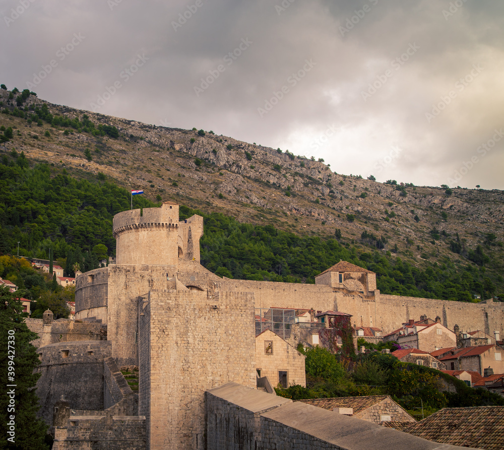turret fortress wall in Dubrovnik