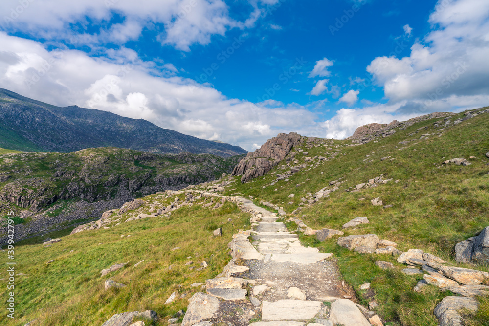 Rock path at Glyder Fawr mountain in Snowdonia, North Wales Rock path at Glyder Fawr mountain in Snowdonia, North Wales
