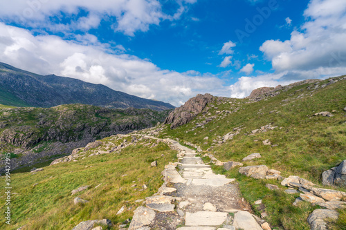 Rock path at Glyder Fawr mountain in Snowdonia  North Wales 