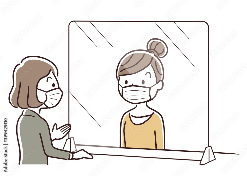 ベクターイラスト素材 マスクを装着した女性 窓口 接客 受付 対応 Stock Vector Adobe Stock ベクターイラスト素材 マスクを装着した女性 窓口 接客 受付 対応 Stock Vector Adobe Stock