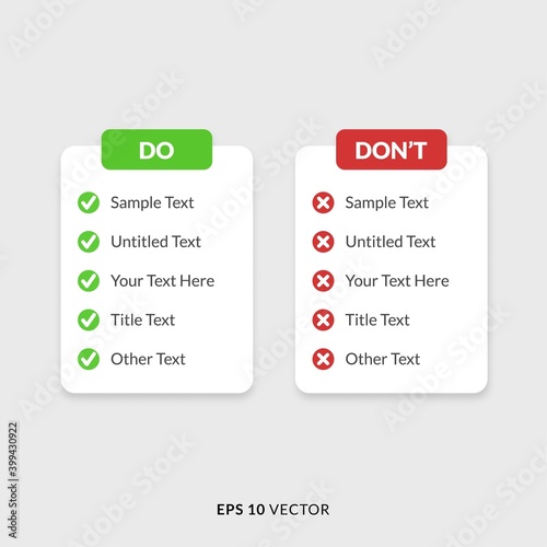 Do and Dont List Infographic - EPS 10 Vector