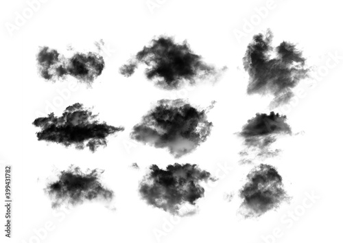 set of smoke on black background