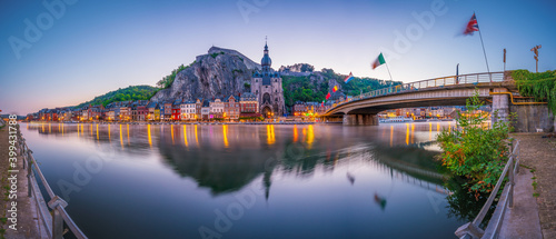 Vászonkép Sunrise panorama of Dinant in Belgium