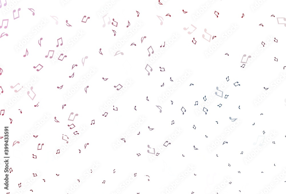 Light Blue, Red vector texture with musical notes.