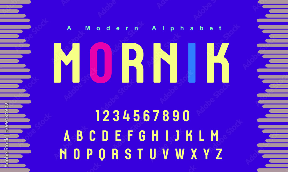 Mornik font. Abstract modern urban alphabet fonts. Typography sport, technology, fashion, digital, future creative logo font. vector illustration Mornik font. Abstract modern urban alphabet fonts. Typography sport, technology, fashion, digital, future creative logo font. vector illustration