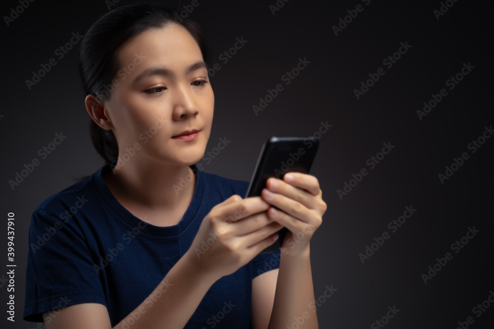 Asian woman happy surprised holding smart phone. Asian woman happy surprised holding smart phone.