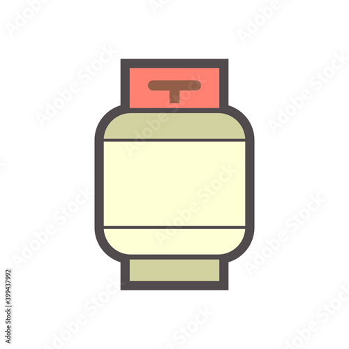 LPG gas tank or gas cylinder icon. Also called bottle or canister. That is a refill pressure vessel or container for storage liquefied petroleum gas consist of propane and butane at high pressure.
