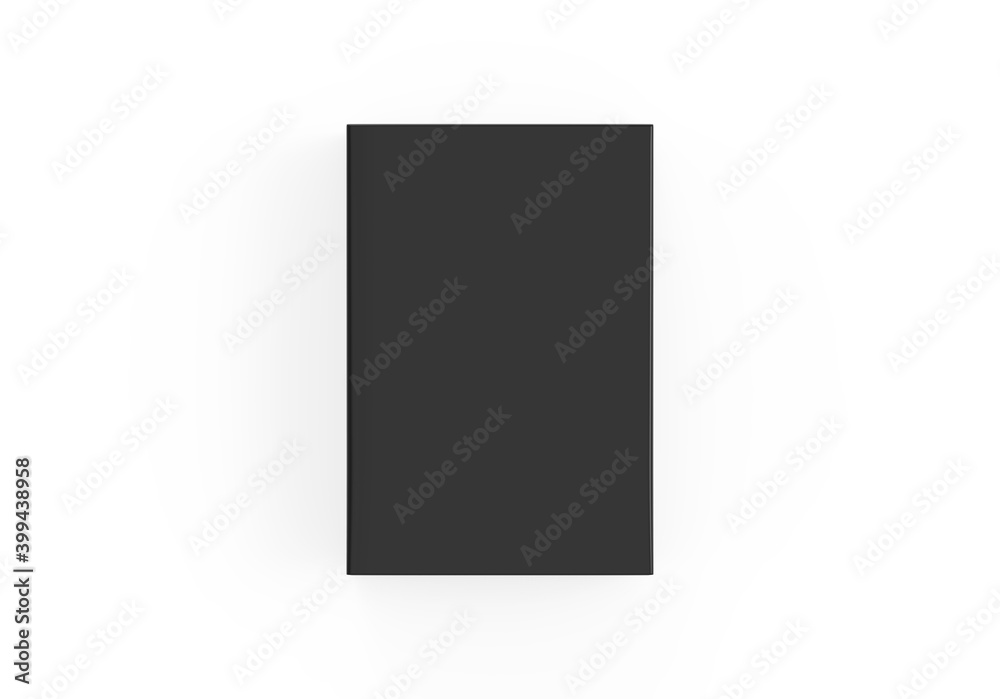 Black blank cardboard package box mockup template on isolated white background, ready for design presentation, 3d illustration