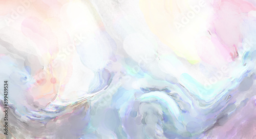 Modern brush strokes painting. Watercolor abstract painting with pastel colors. Soft color painted illustration of calming composition for poster, wall art, banner, card, book cover or packaging.