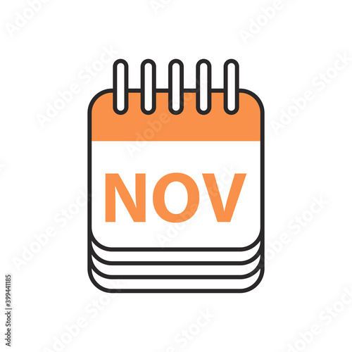 calendar november month fill style icon