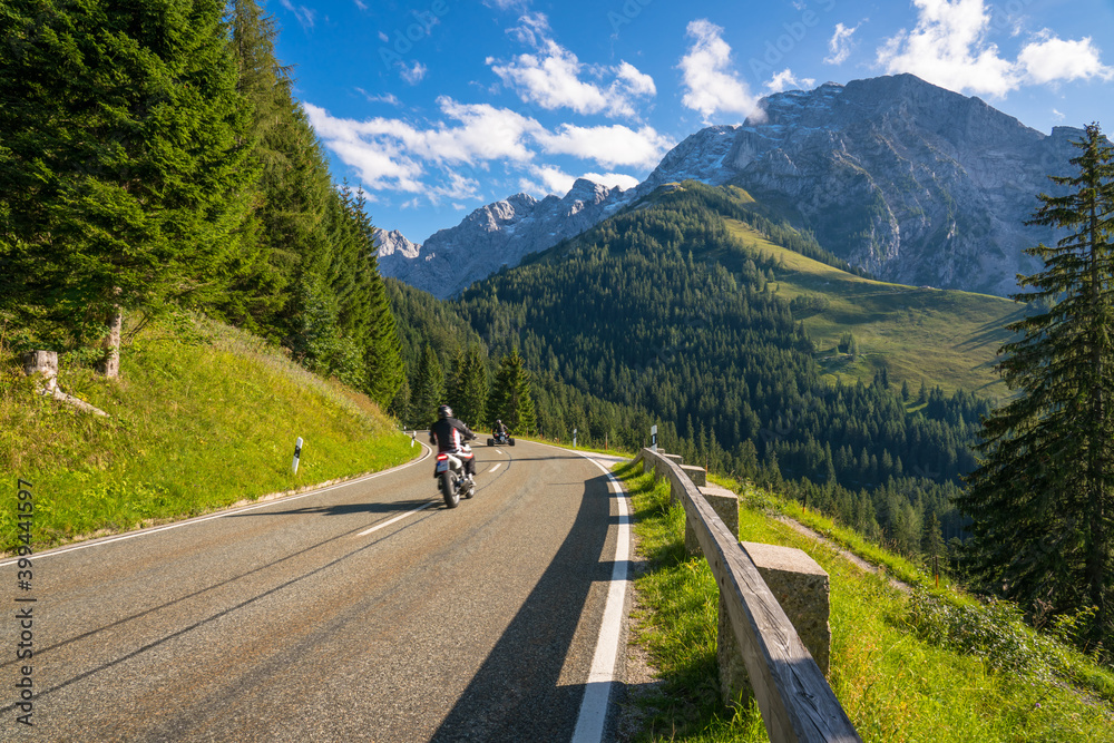 Hoher Goll mountain peak seen from Rossfeld Panorama Road at the Austrian and German border Hoher Goll mountain peak seen from Rossfeld Panorama Road at the Austrian and German border