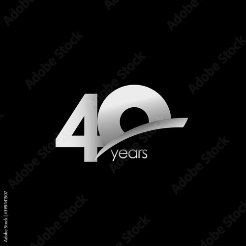 40 Years Anniversary Celebration White Shape Vector Template Design Illustration