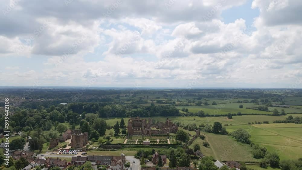 Aerial Establishing View of Kenilworth Castle and Beautiful England Country Aerial Establishing View of Kenilworth Castle and Beautiful England Country