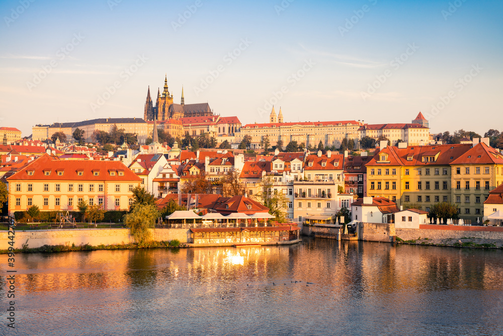 Prague's old town with the famous Prague's castle in morning light. Czech Republic