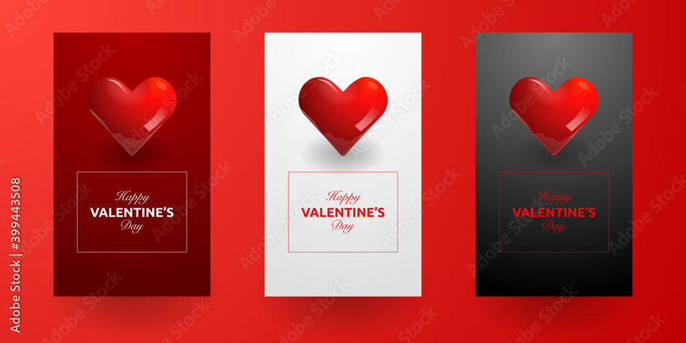 Happy Valentine's Day greeting card banner with red hard Happy Valentine's Day greeting card banner with red hard