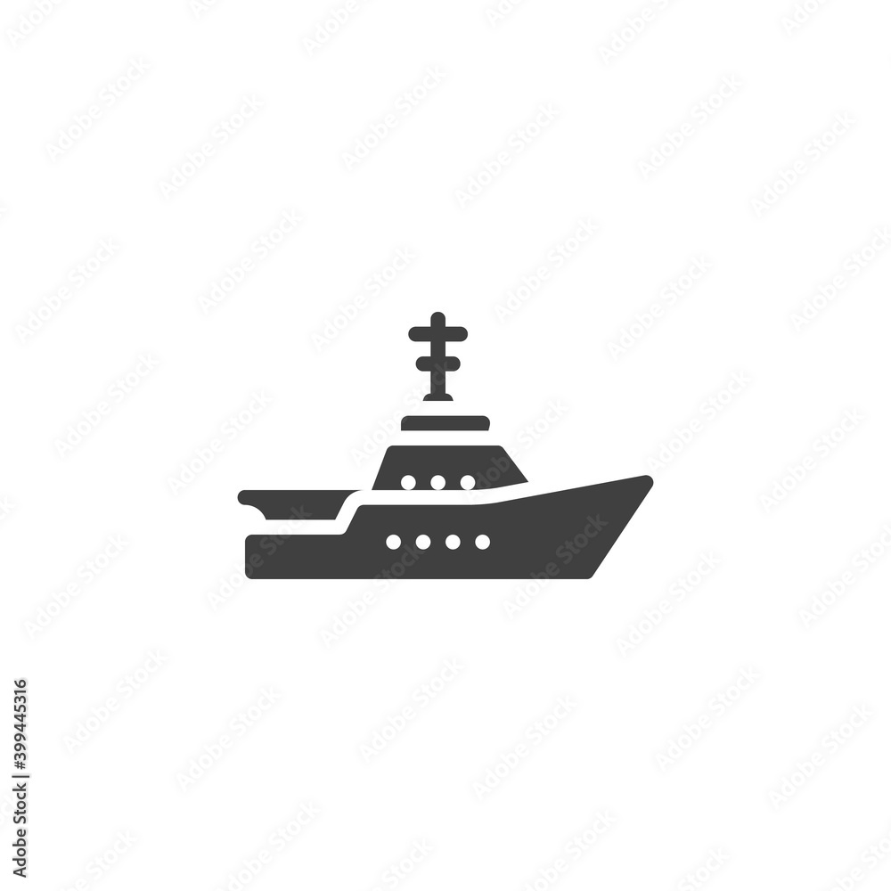 Obraz premium Yacht, boat vector icon. filled flat sign for mobile concept and web design. Ship boat glyph icon. Symbol, logo illustration. Vector graphics