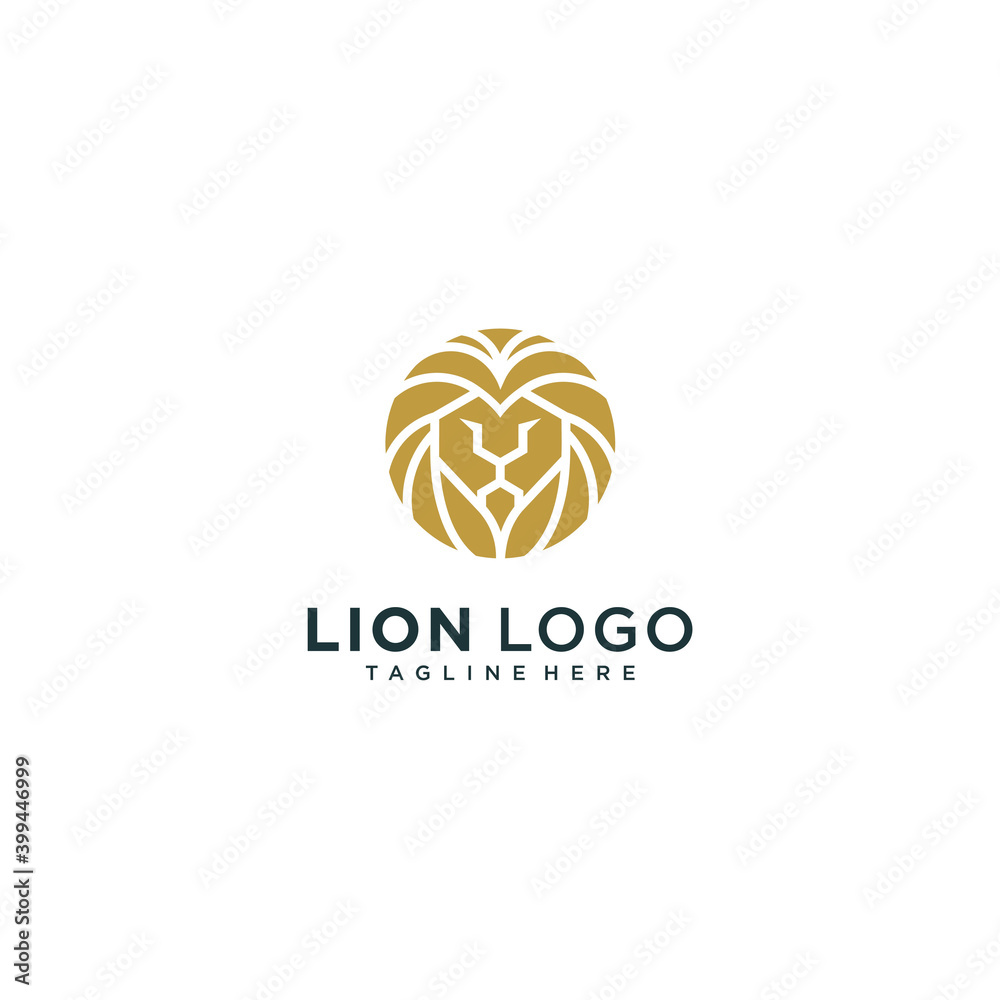 Lion head logo with simple shape, attractive color Premium vector part 1