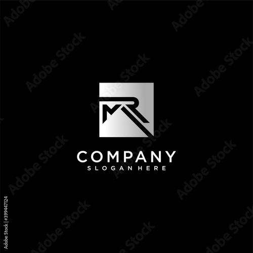 Monogram m and r letter typography logo design Premium Vector