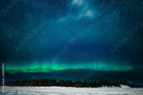 aurora borealis over the sea