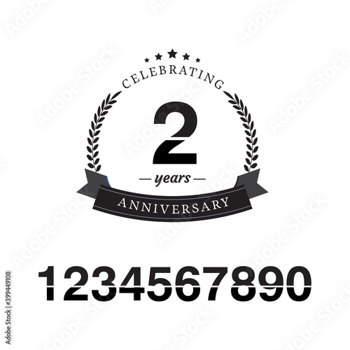 2 Year anniversary celebration vector template illustration