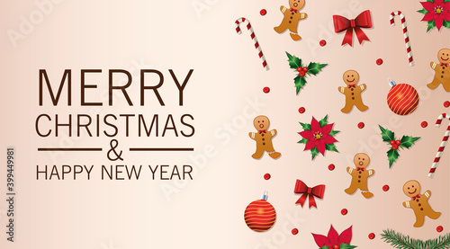 happy merry christmas lettering card with set icons pattern