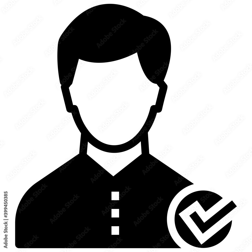 Icon of confirmed employee in filled design 