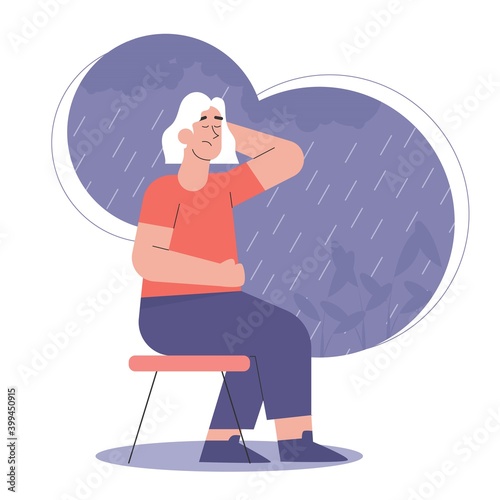 Woman in depression with bewildered thoughts