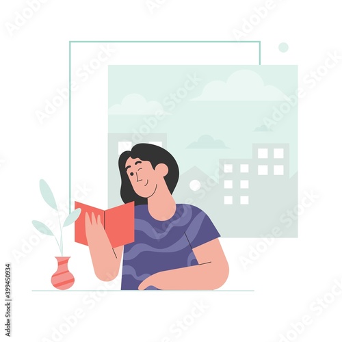 Woman reading book