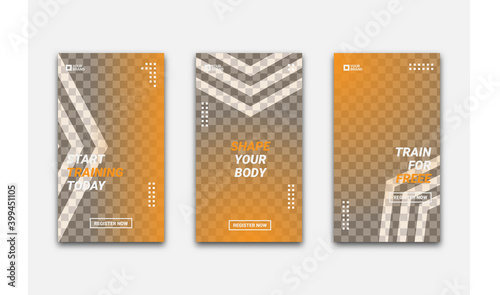 Gym and fitness instagram stories template Premium vector