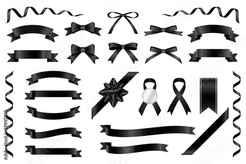 光沢のあるリボン素材セット（黒）