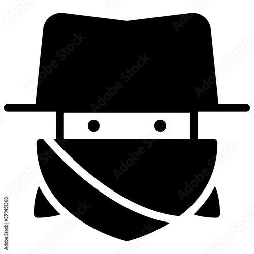 Professional bandit vector in solid design 