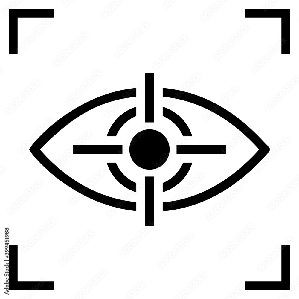 Iris biometric recognition glyph icon Iris biometric recognition glyph icon