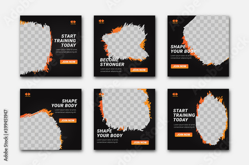 Gym and fitness instagram post template Premium vector