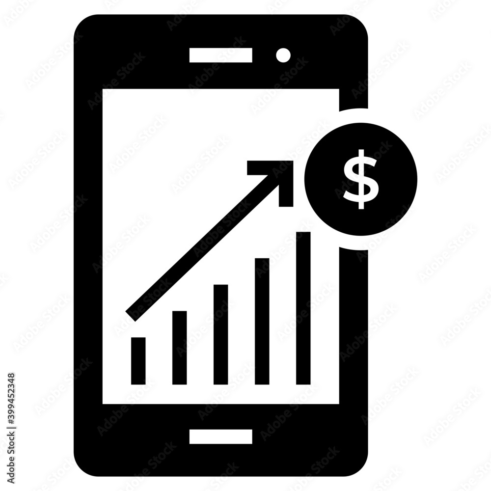 Business graph icon in glyph design Business graph icon in glyph design