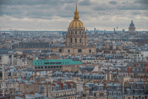 Photography top view of the city of paris