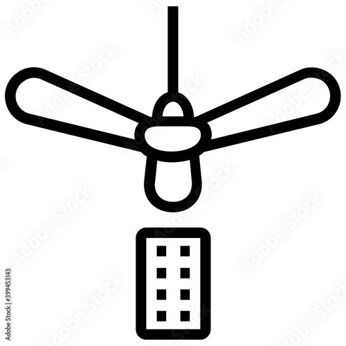 Ceiling fan icon in line design.