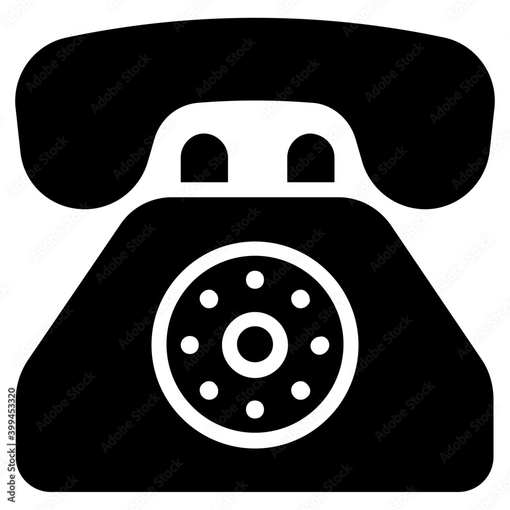 Solid vector design of telephone icon.