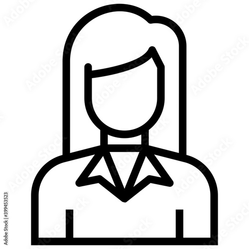 Young girl line vector icon 