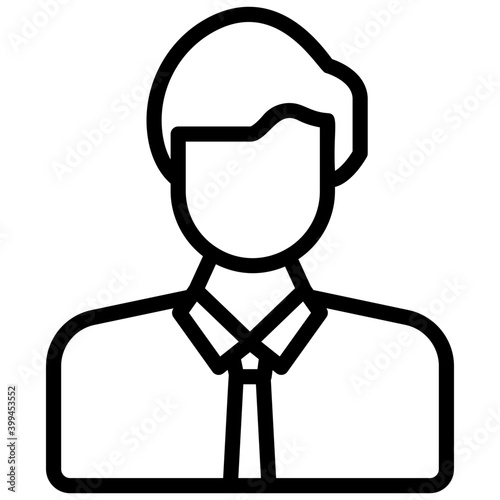 Young boy line vector icon 