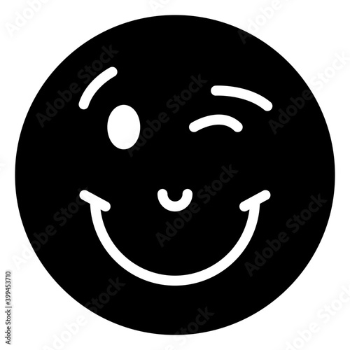 Winky emoji icon solid vector 