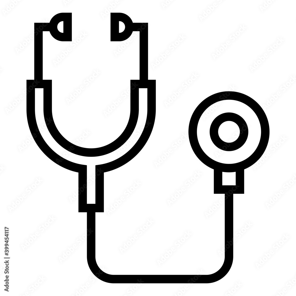 Medical instrument stethoscope icon in line design Medical instrument stethoscope icon in line design