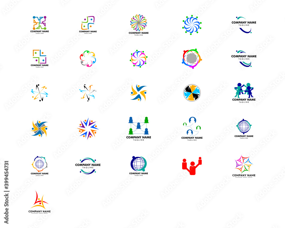 Set of Teamwork Management People Group Logo Set of Teamwork Management People Group Logo