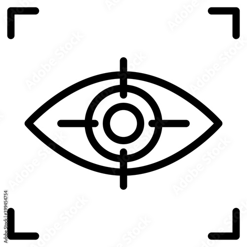 Iris biometric recognition line design icon 