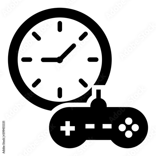 Game time icon in glyph vector 