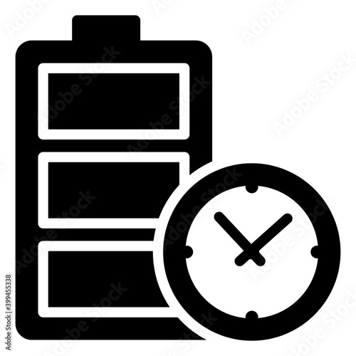 Battery time icon in glyph vector 