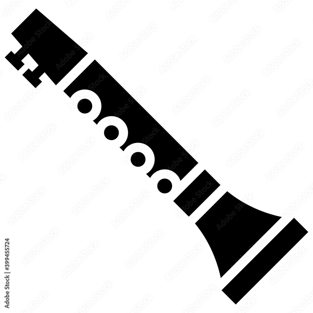Solid icon of oboe instrument 