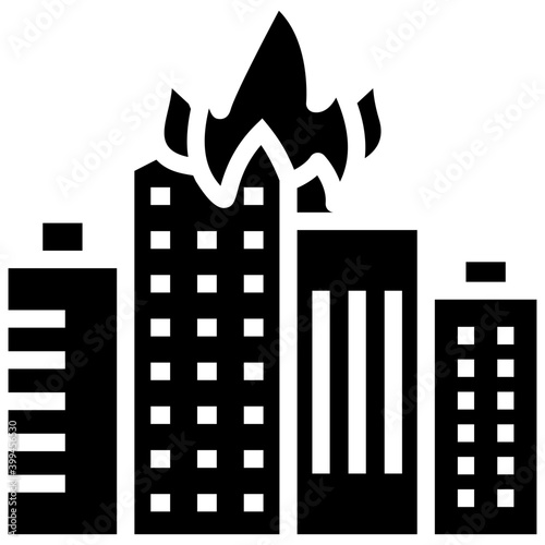 Building fire icon of filled design 