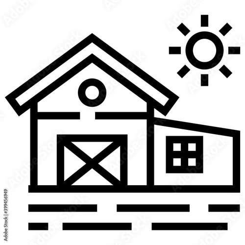 Icon of farmhouse in line design 